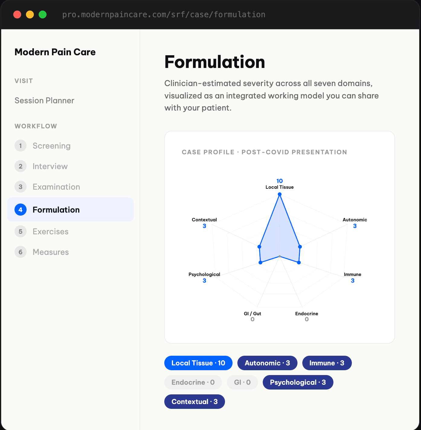 Whole Person Reasoning Framework App — formulation view